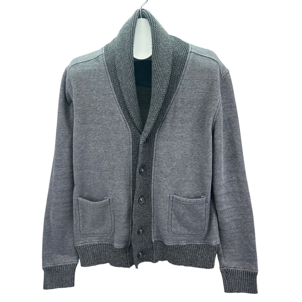 Seduka Mens Gray Shawl Collar Button Front Cardigan Sweater Medium Knitwear